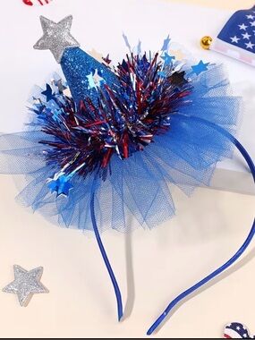 Festive Blue Star Tulle Headband - Women Accessories 4th of July